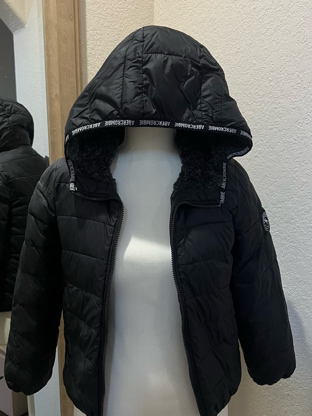 Abercrombie Kids Black Hooded Puffer Jacket